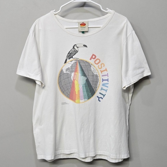 Farm Rio Graphic T Shirt Large Positivity Toucan Earth Day Vibes Eco 100% Cotton - Picture 1 of 7